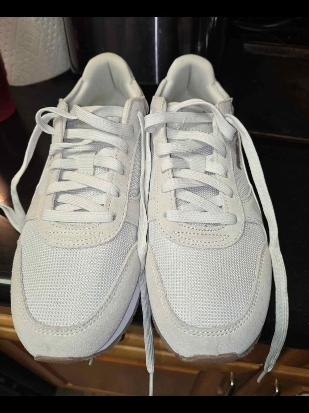 Puma White Mesh & Suede Sneakers